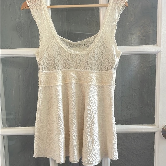 Free People Cream Lace Top - Picture 3 of 3